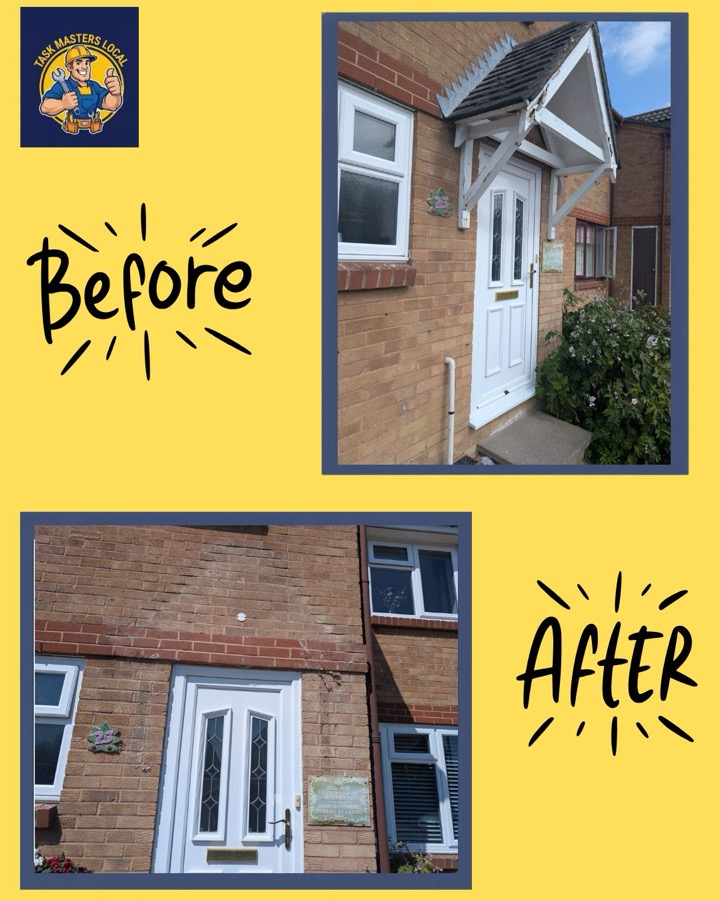 Porch canopy removed and brickwork made good